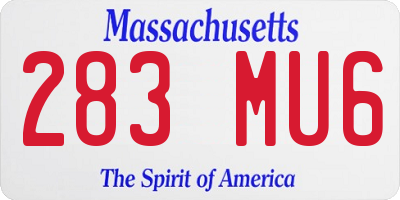 MA license plate 283MU6