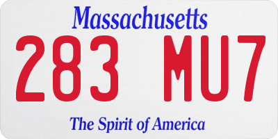 MA license plate 283MU7