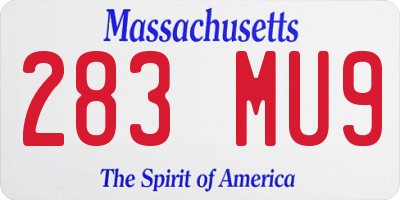 MA license plate 283MU9