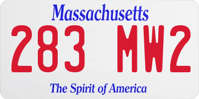 MA license plate 283MW2