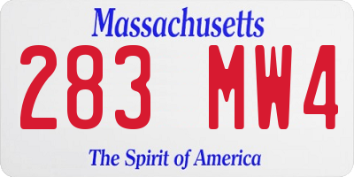 MA license plate 283MW4