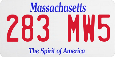 MA license plate 283MW5