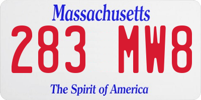 MA license plate 283MW8