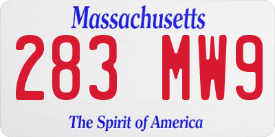 MA license plate 283MW9