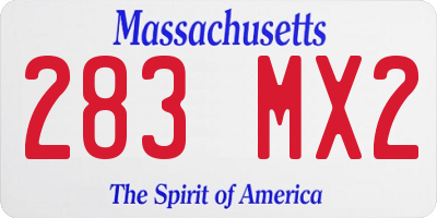 MA license plate 283MX2