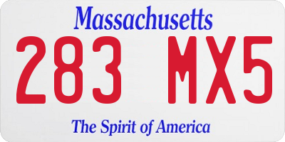 MA license plate 283MX5