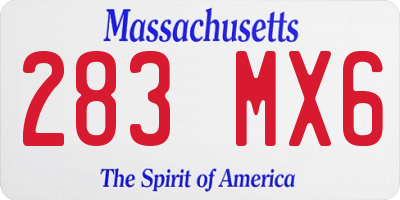 MA license plate 283MX6