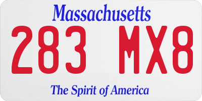 MA license plate 283MX8
