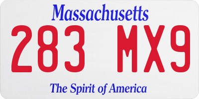 MA license plate 283MX9