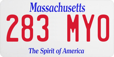 MA license plate 283MY0