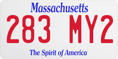 MA license plate 283MY2