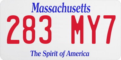 MA license plate 283MY7