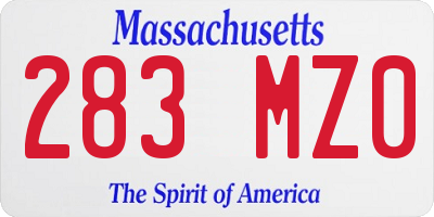 MA license plate 283MZ0