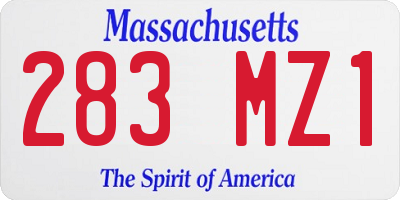 MA license plate 283MZ1