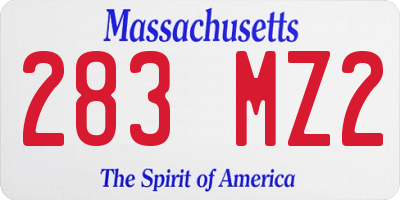 MA license plate 283MZ2