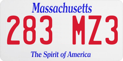 MA license plate 283MZ3