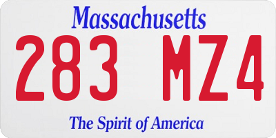 MA license plate 283MZ4