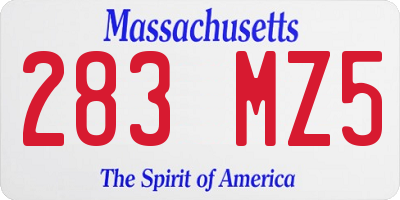 MA license plate 283MZ5