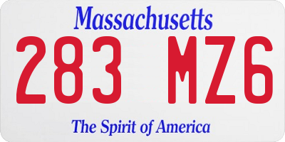 MA license plate 283MZ6