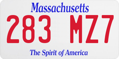 MA license plate 283MZ7