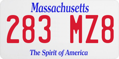 MA license plate 283MZ8