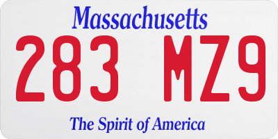 MA license plate 283MZ9