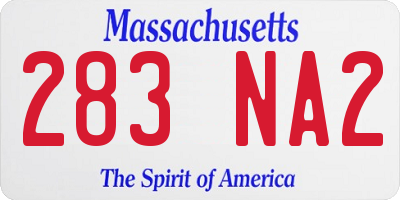MA license plate 283NA2