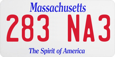 MA license plate 283NA3