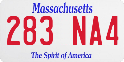 MA license plate 283NA4