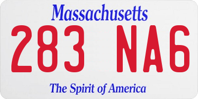 MA license plate 283NA6