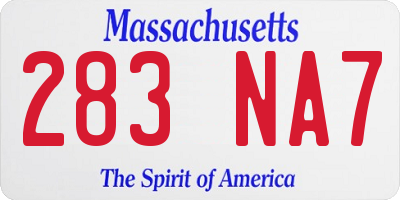 MA license plate 283NA7