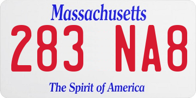MA license plate 283NA8