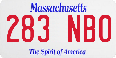 MA license plate 283NB0