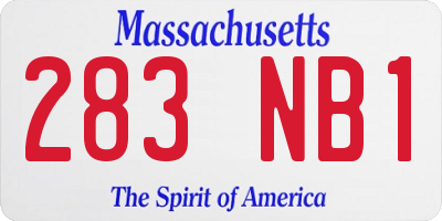MA license plate 283NB1
