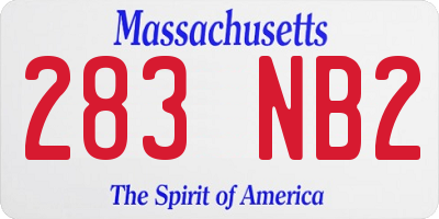 MA license plate 283NB2