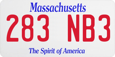 MA license plate 283NB3