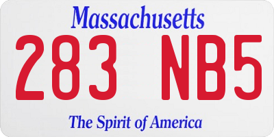 MA license plate 283NB5