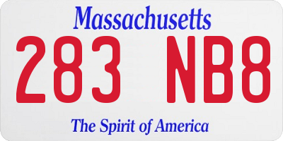 MA license plate 283NB8