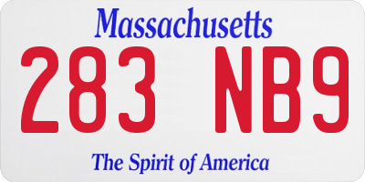 MA license plate 283NB9