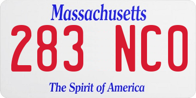 MA license plate 283NC0