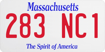 MA license plate 283NC1