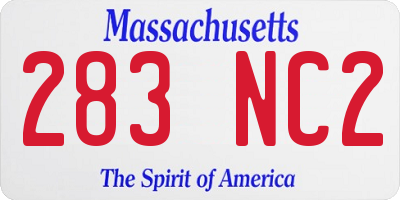 MA license plate 283NC2
