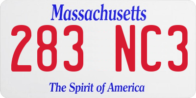 MA license plate 283NC3