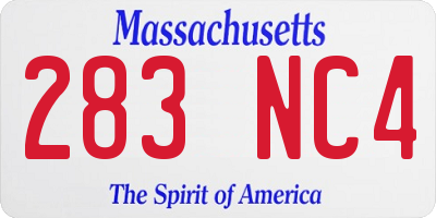 MA license plate 283NC4