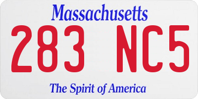MA license plate 283NC5