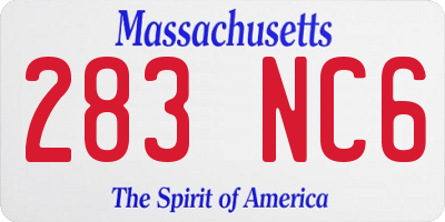 MA license plate 283NC6