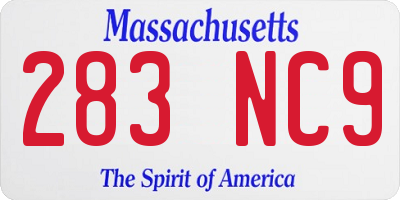 MA license plate 283NC9