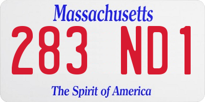 MA license plate 283ND1