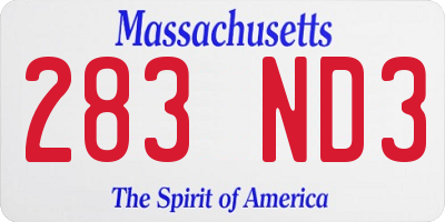 MA license plate 283ND3