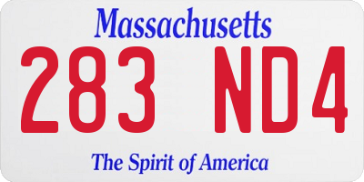 MA license plate 283ND4